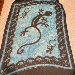 Rina Beach Wear Sarong Black Blue Amphibians Reptiles Lizards
